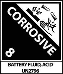 NMC - Corrosive 8 Battery Fluid, Acid Un2796 Shipping Label - 4-3/4" High x 4" Wide - USA Tool & Supply