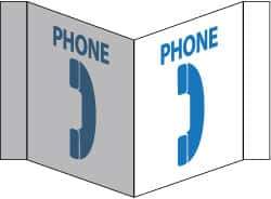 NMC - "Phone", 8" Long x 14-1/2" Wide, Rigid Plastic Safety Sign - Rectangle, 0.125" Thick, Use for Security & Admittance - USA Tool & Supply