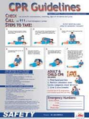 NMC - 18" Wide x 24" High Laminated Paper CPR Information Poster - English - USA Tool & Supply