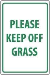 NMC - "Please Keep Off Grass", 18" Long x 12" Wide, Rigid Plastic Safety Sign - Rectangle, 0.05" Thick, Use for Security & Admittance - USA Tool & Supply