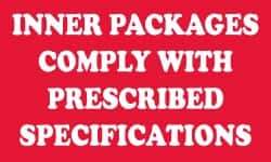 NMC - Inner Packages Comply with Prescribed Specifications DOT Shipping Label - 3" High x 5" Wide - USA Tool & Supply