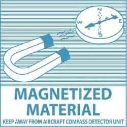 NMC - Magnetized Material - Keep Away From Aircraft Compass Detector Unit DOT Shipping Label - 4" High x 4" Wide - USA Tool & Supply