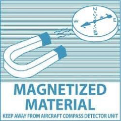 NMC - Magnetized Material - Keep Away From Aircraft Compass Detector Unit DOT Shipping Label - 4" High x 4" Wide - USA Tool & Supply