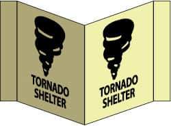 NMC - "Tornado Shelter - Tornado Shelter", 8" Long x 14-1/2" Wide, Rigid Plastic Safety Sign - Rectangle, 0.125" Thick, Use for Accident Prevention - USA Tool & Supply