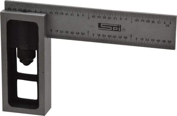 SPI - 4 Inch Long, 4R Double Square - 1/64, 1/32, 1/16 and 1/8 Inch Graduation, Hardened Steel - USA Tool & Supply