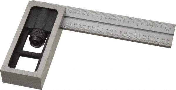 SPI - 4 Inch Long, 16R Double Square - 1/100, 1/64, 1/50 and 1/32 Inch Graduation, Hardened Steel - USA Tool & Supply