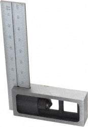 SPI - 4 Inch Long, English and Metric Double Square - 1/64 and 1/32 Inch Graduation, 0.5 and 1mm Graduation, Hardened Steel - USA Tool & Supply