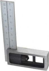 SPI - 4 Inch Long, English and Metric Double Square - 1/64 and 1/32 Inch Graduation, 0.5 and 1mm Graduation, Hardened Steel - USA Tool & Supply