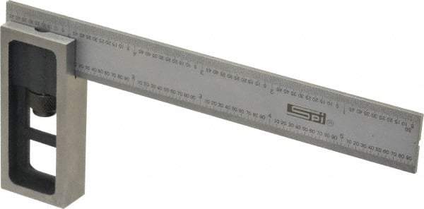 SPI - 6 Inch Long, 16R Double Square - 1/100, 1/64, 1/50 and 1/32 Inch Graduation, Hardened Steel - USA Tool & Supply