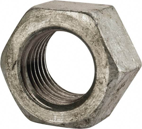 Value Collection - 1-1/4 - 7 UNC Steel Right Hand Hex Nut - 1-7/8" Across Flats, 1-1/16" High, Hot Dipped Galvanized Finish - USA Tool & Supply