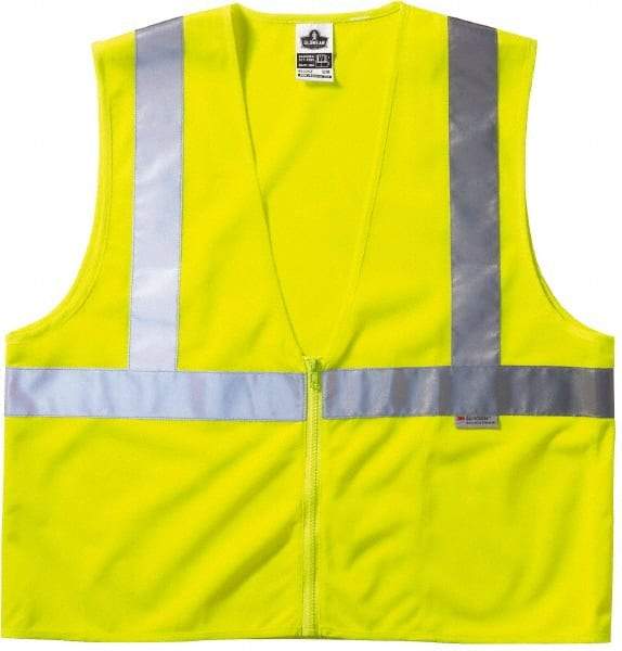 Ergodyne - Size 4X/5XL High Visibility Lime Mesh General Purpose Vest - 58 to 64" Chest, ANSI/ISEA 107, Zipper Closure, 3 Pockets, Polyester - USA Tool & Supply