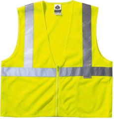 Ergodyne - Size S/M High Visibility Lime Mesh General Purpose Vest - 36 to 44" Chest, ANSI/ISEA 107, Zipper Closure, 3 Pockets, Polyester - USA Tool & Supply