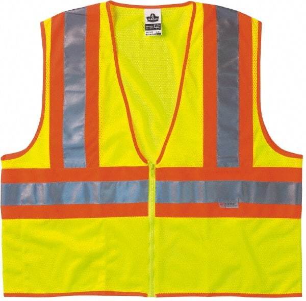 Ergodyne - Size 2X/3XL High Visibility Lime Mesh General Purpose Vest - 52 to 58" Chest, ANSI/ISEA 107, Zipper Closure, 1 Pocket, Polyester - USA Tool & Supply