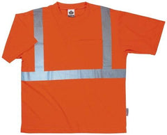 Ergodyne - Size S, Orange, High Visibility, Short Sleeve T-Pocket, - 34 to 36" Chest, 1 Pocket, Polyester - USA Tool & Supply