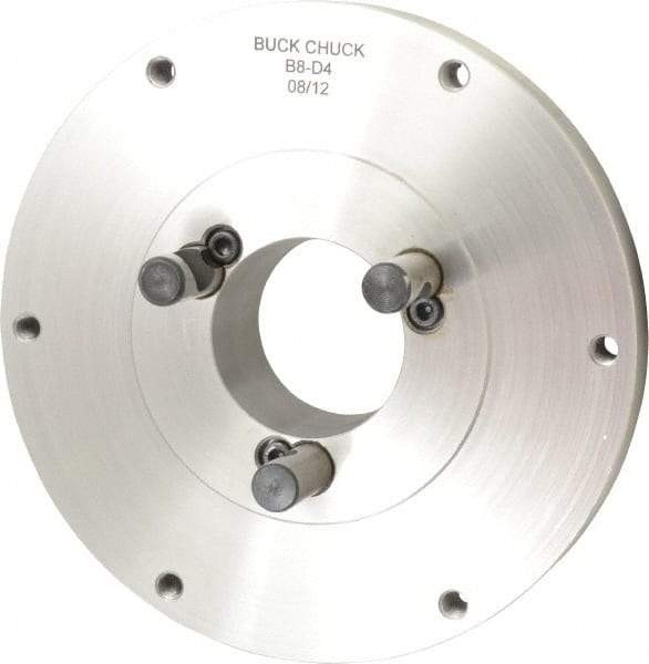 Buck Chuck Company - Adapter Back Plate for 8" Diam Self Centering Lathe Chucks - D1-4 Mount, 2.03" Through Hole Diam, 4.73mm ID, 8.13" OD, 1.068" Flange Height, Steel - USA Tool & Supply