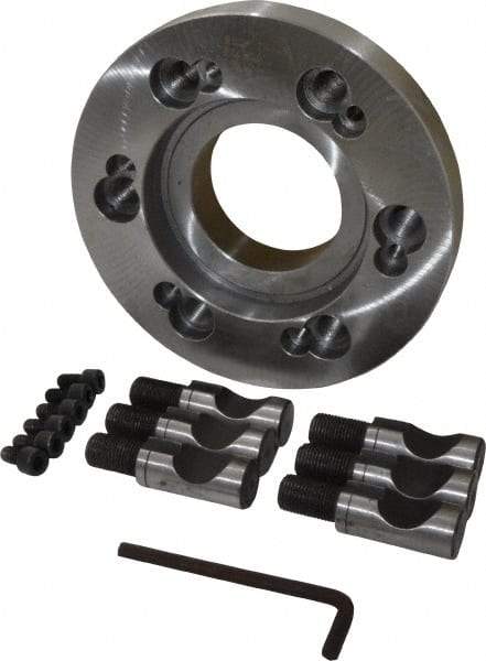 Buck Chuck Company - Adapter Back Plate for 10" Diam Self Centering Lathe Chucks - D1-6 Mount, 2.94" Through Hole Diam, 6.349" OD, 1-3/4" Flange Height, Steel - USA Tool & Supply