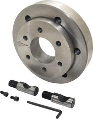 Buck Chuck Company - Adapter Back Plate for 10" Diam Self Centering Lathe Chucks - D1-8 Mount, 3.03" Through Hole Diam, 6.344mm ID, 8.03" OD, 1.566" Flange Height, Steel - USA Tool & Supply