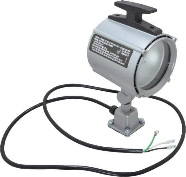 Electrix - 4 NEMA Rated, 12 VDC, 55 Watt, Spot Machine Light - Direct Mount, 5 Ft. Cord, 4-1/2 Inch Light Diameter, Gray - USA Tool & Supply