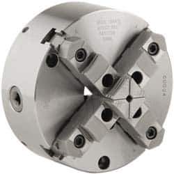 Buck Chuck Company - 4 Jaws, 10" Diam, Self Centering Manual Lathe Chuck - Front Mount, Adjustable, Reversible, 3,000 Max RPM, 3.23" Through Hole Diam, Forged Steel - USA Tool & Supply