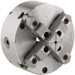 Buck Chuck Company - 4 Jaws, 12" Diam, Self Centering Manual Lathe Chuck - Front Mount, Adjustable, Reversible, 2,300 Max RPM, 4.14" Through Hole Diam, Forged Steel - USA Tool & Supply