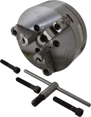Bison - 3 Jaws, 8" Diam, Self Centering Manual Lathe Chuck - A1-6 Mount Spindle, Reversible, 4,000 Max RPM, 2.1653" Through Hole Diam, 0.001" Axial Runout, 0.0016" Radial Runout, Forged Steel - USA Tool & Supply