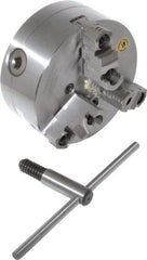 Bison - 3 Jaws, 6" Diam, Self Centering Manual Lathe Chuck - D1-4 Mount Spindle, Reversible, 4,500 Max RPM, 1.6535" Through Hole Diam, 0.0008" Axial Runout, 0.0012" Radial Runout, Forged Steel - USA Tool & Supply