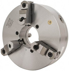 Bison - 3 Jaws, 12" Diam, Self Centering Manual Lathe Chuck - D1-8 Mount Spindle, Reversible, 2,800 Max RPM, 4.0551" Through Hole Diam, 0.0012" Axial Runout, 0.002" Radial Runout, Forged Steel - USA Tool & Supply