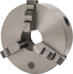 Interstate - 3 Jaws, 8" Diam, Self Centering Manual Lathe Chuck - Plain Back Mount Spindle, 2.5591" Through Hole Diam, 0.003" Axial Runout, Cast Iron - USA Tool & Supply