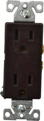 Cooper Wiring Devices - 125 VAC, 15 Amp, 5-15R NEMA Configuration, Brown, Industrial Grade, Self Grounding Duplex Receptacle - 1 Phase, 2 Poles, 3 Wire, Flush Mount, Chemical and Impact Resistant - USA Tool & Supply
