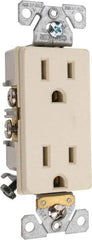 Cooper Wiring Devices - 125 VAC, 15 Amp, 5-15R NEMA Configuration, Ivory, Industrial Grade, Self Grounding Duplex Receptacle - 1 Phase, 2 Poles, 3 Wire, Flush Mount, Chemical and Impact Resistant - USA Tool & Supply