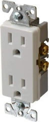 Cooper Wiring Devices - 125 VAC, 15 Amp, 5-15R NEMA Configuration, White, Industrial Grade, Self Grounding Duplex Receptacle - 1 Phase, 2 Poles, 3 Wire, Flush Mount, Chemical and Impact Resistant - USA Tool & Supply