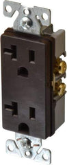 Cooper Wiring Devices - 125 VAC, 20 Amp, 5-20R NEMA Configuration, Brown, Industrial Grade, Self Grounding Duplex Receptacle - 1 Phase, 2 Poles, 3 Wire, Flush Mount, Chemical and Impact Resistant - USA Tool & Supply