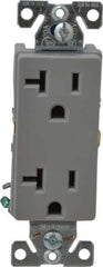 Cooper Wiring Devices - 125 VAC, 20 Amp, 5-20R NEMA Configuration, Gray, Industrial Grade, Self Grounding Duplex Receptacle - 1 Phase, 2 Poles, 3 Wire, Flush Mount, Chemical and Impact Resistant - USA Tool & Supply