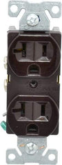 Cooper Wiring Devices - 125 VAC, 20 Amp, 5-20R NEMA Configuration, Brown, Specification Grade, Self Grounding Duplex Receptacle - 1 Phase, 2 Poles, 3 Wire, Flush Mount - USA Tool & Supply