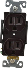 Cooper Wiring Devices - 125 VAC, 15 Amp, 5-15R NEMA Configuration, Brown, Industrial Grade, Self Grounding Duplex Receptacle - 1 Phase, 2 Poles, 3 Wire, Flush Mount, Chemical, Heat and Impact Resistant - USA Tool & Supply