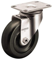 Albion - 4" Diam x 1-1/4" Wide x 5-1/8" OAH Top Plate Mount Swivel Caster - Polypropylene, 300 Lb Capacity, Plain Bearing, 2-1/2 x 3-5/8" Plate - USA Tool & Supply