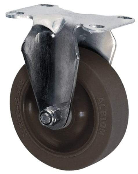 Albion - 4" Diam x 1-1/4" Wide x 5-1/8" OAH Top Plate Mount Rigid Caster - Polyurethane, 350 Lb Capacity, Plain Bearing, 2-1/2 x 3-5/8" Plate - USA Tool & Supply