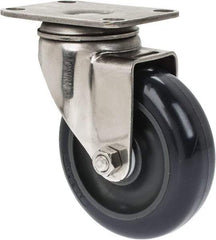 Albion - 4" Diam x 1-1/4" Wide x 5-1/8" OAH Top Plate Mount Swivel Caster - Polyurethane, 350 Lb Capacity, Plain Bearing, 2-1/2 x 3-5/8" Plate - USA Tool & Supply