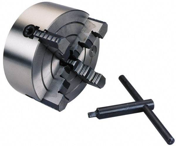 Interstate - 4 Jaws, 20" Diam, Independent Manual Lathe Chuck - Plain Back Mount Spindle, 6-1/4" Through Hole Diam, Cast Iron - USA Tool & Supply