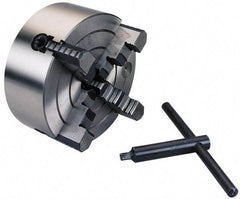 Interstate - 4 Jaws, 20" Diam, Independent Manual Lathe Chuck - Plain Back Mount Spindle, 6-1/4" Through Hole Diam, Cast Iron - USA Tool & Supply
