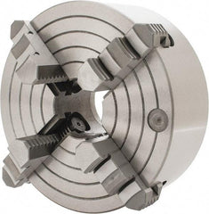 Interstate - 4 Jaws, 8" Diam, Independent Manual Lathe Chuck - D1-4 Mount Spindle, Reversible, 2.165" Through Hole Diam, Cast Iron - USA Tool & Supply