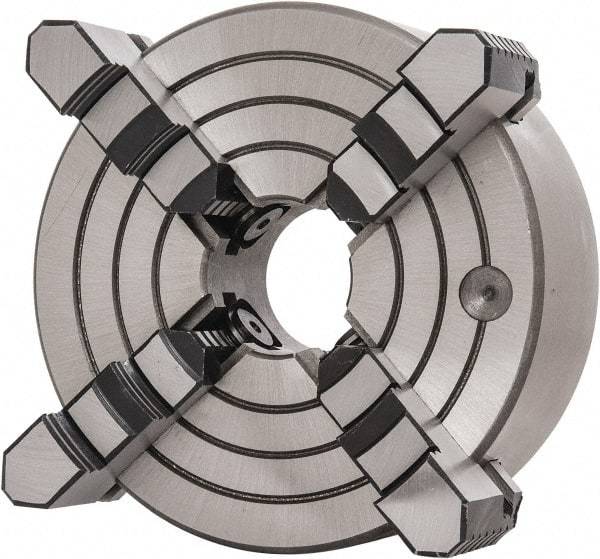 Interstate - 4 Jaws, 8" Diam, Independent Manual Lathe Chuck - D1-5 Mount Spindle, Reversible, 2.165" Through Hole Diam, Cast Iron - USA Tool & Supply