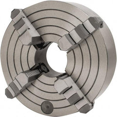 Interstate - 4 Jaws, 10" Diam, Independent Manual Lathe Chuck - D1-6 Mount Spindle, Reversible, 2.953" Through Hole Diam, Cast Iron - USA Tool & Supply