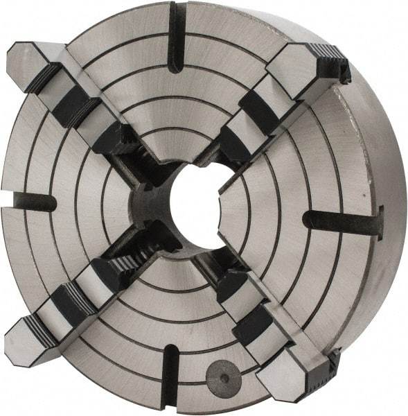 Interstate - 4 Jaws, 12" Diam, Independent Manual Lathe Chuck - D1-6 Mount Spindle, Reversible, 3.74" Through Hole Diam, Cast Iron - USA Tool & Supply