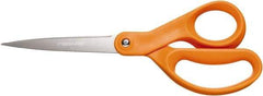 Fiskars - 3-13/32" LOC, 8-1/2" OAL Stainless Steel Standard Shears - Ambidextrous, Plastic Straight Handle, For General Purpose Use - USA Tool & Supply