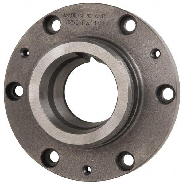 Bison - Adapter Back Plate for 6-1/4" Diam Self Centering Lathe Chucks - L-0 Mount, 2.6" Through Hole Diam, 6.32" OD, 0.71" Flange Height, Cast Iron - USA Tool & Supply
