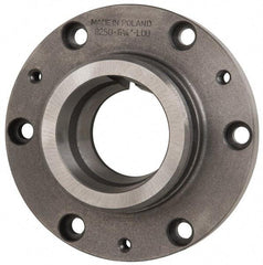 Bison - Adapter Back Plate for 6-1/4" Diam Self Centering Lathe Chucks - L-00 Mount, 2.2" Through Hole Diam, 6.32" OD, 0.71" Flange Height, Cast Iron - USA Tool & Supply