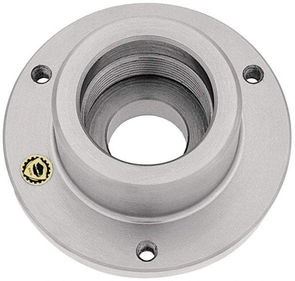 Bison - Adapter Back Plate for 10" Diam Self Centering Lathe Chucks - L-1 Mount, 4-1/8" Through Hole Diam, 8.82mm ID, 9.84" OD, 0.91" Flange Height, Steel - USA Tool & Supply