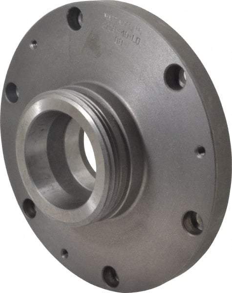 Bison - Adapter Back Plate for 10" Diam Self Centering Lathe Chucks - L-0 Mount, 2.6" Through Hole Diam, 9.88" OD, 0.83" Flange Height, Cast Iron - USA Tool & Supply