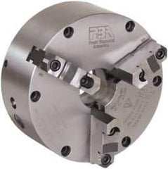 Pratt Burnerd America - 3 Jaws, 10" Diam, Self Centering Manual Lathe Chuck - Plain Back Mount Spindle, Adjustable, Reversible, 3,300 Max RPM, 3" Through Hole Diam, Forged Steel - USA Tool & Supply